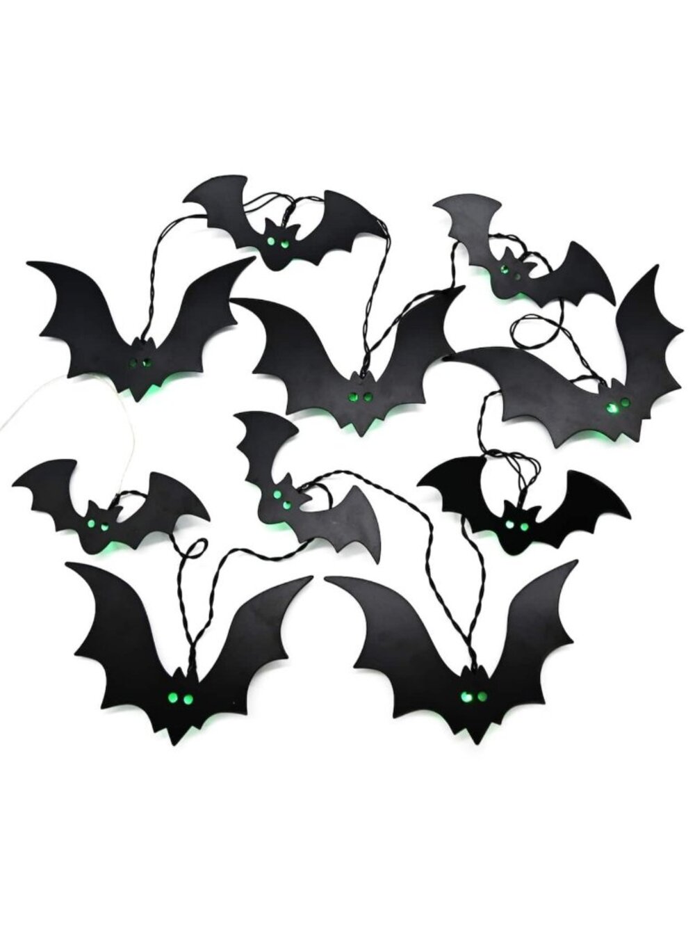 NWT Eerie LED Bats Glowing Eyes String Lights Timer Halloween Decoration Ashland